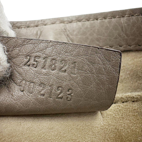 GUCCI Small 1973 Pebbled Leather Chain Crossbody Bag Taupe 251821