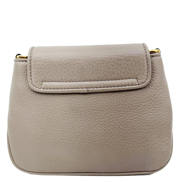 GUCCI Small 1973 Pebbled Leather Chain Crossbody Bag Taupe 251821