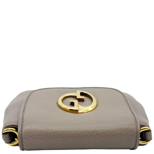 GUCCI Small 1973 Pebbled Leather Chain Crossbody Bag Taupe 251821