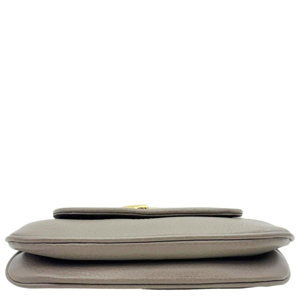 GUCCI Small 1973 Pebbled Leather Chain Crossbody Bag Taupe 251821