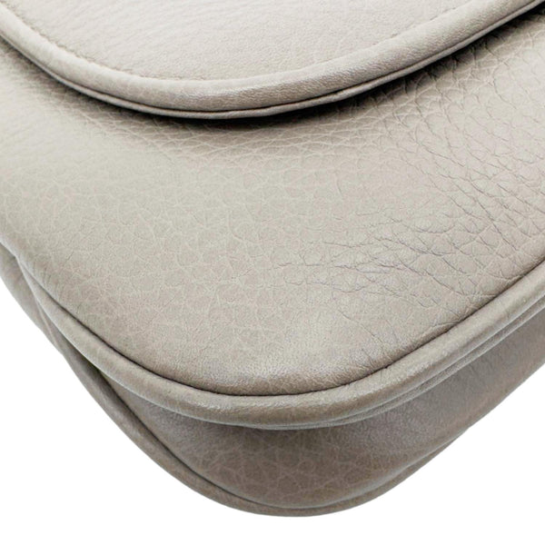 GUCCI Small 1973 Pebbled Leather Chain Crossbody Bag Taupe 251821