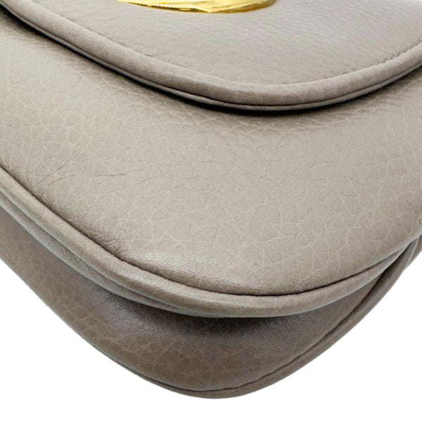 GUCCI Small 1973 Pebbled Leather Chain Crossbody Bag Taupe 251821