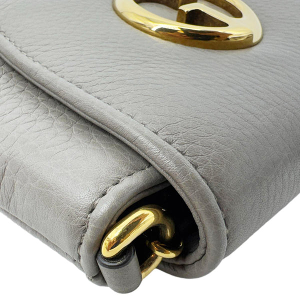 GUCCI Small 1973 Pebbled Leather Chain Crossbody Bag Taupe 251821