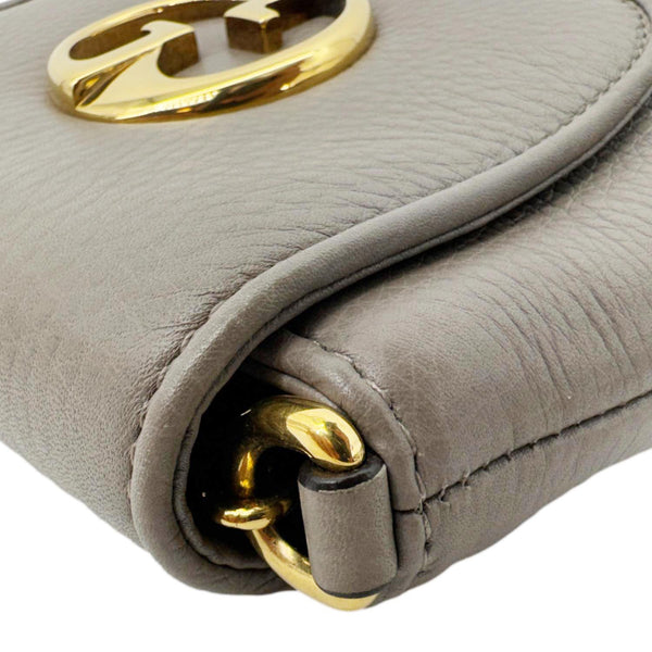 GUCCI Small 1973 Pebbled Leather Chain Crossbody Bag Taupe 251821