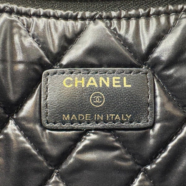 CHANEL Camellia O Case Medium Quilted Leather Clutch Black