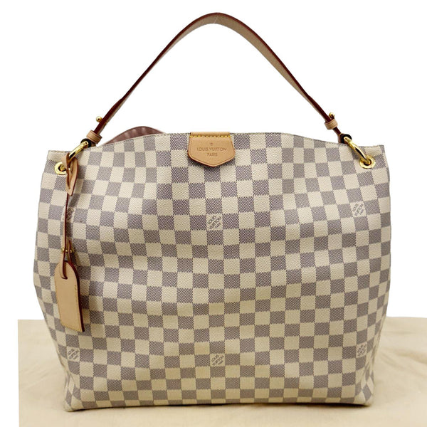 LOUIS VUITTON Graceful MM Damier Azur Hobo Shoulder Bag Rose Ballerine