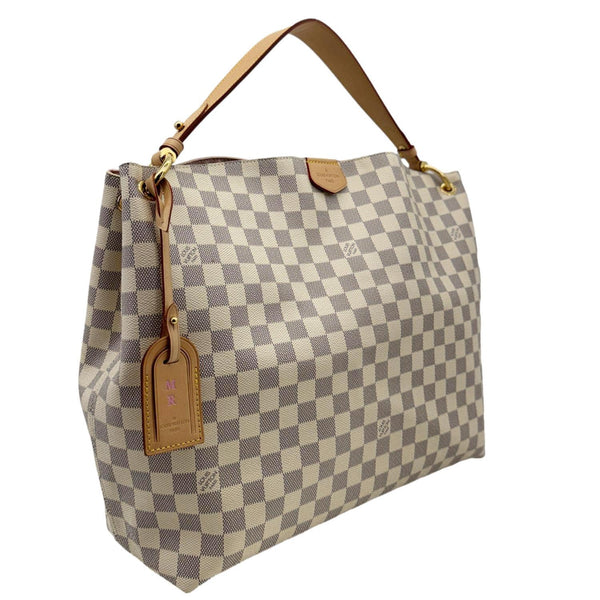 LOUIS VUITTON Graceful MM Damier Azur Hobo Shoulder Bag Rose Ballerine