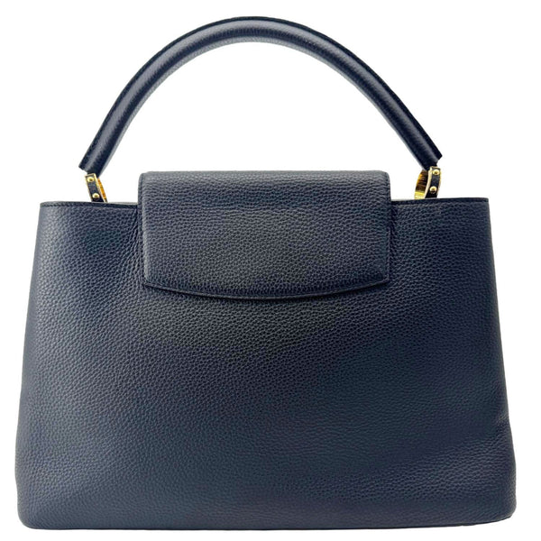 LOUIS VUITTON Capucines MM Taurillon Leather Satchel Bag Black