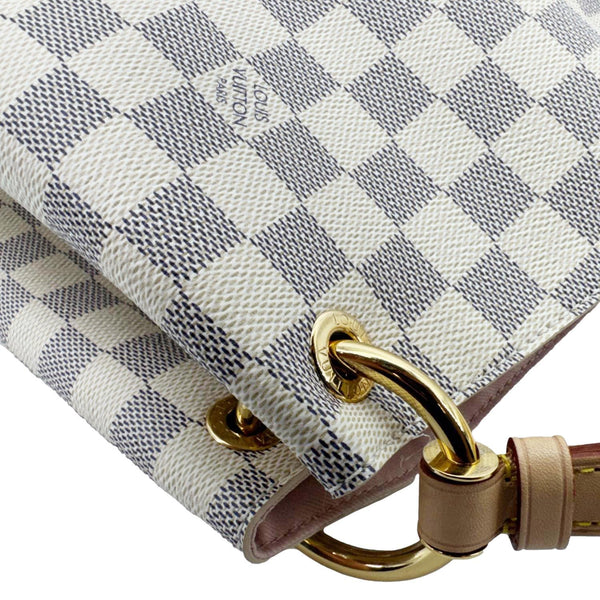 LOUIS VUITTON Graceful MM Damier Azur Hobo Shoulder Bag Rose Ballerine