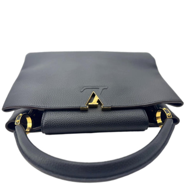 LOUIS VUITTON Capucines MM Taurillon Leather Satchel Bag Black