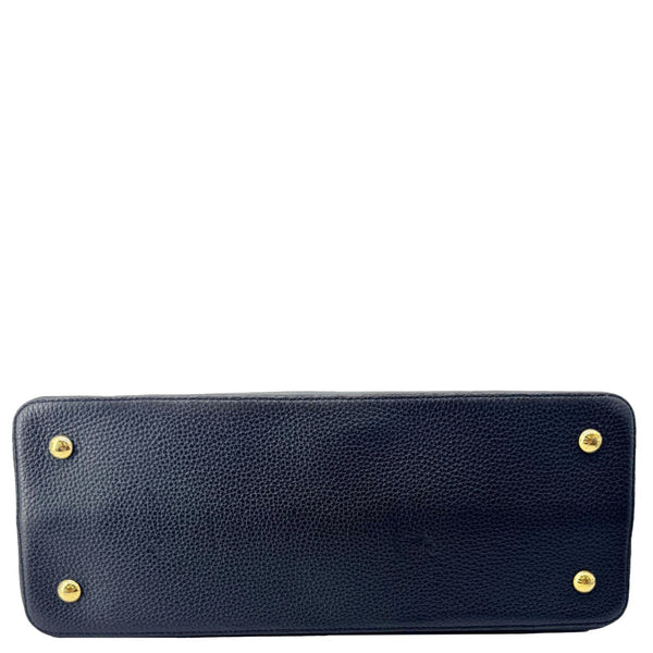 LOUIS VUITTON Capucines MM Taurillon Leather Satchel Bag Black