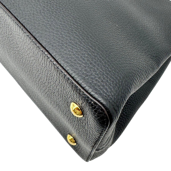 LOUIS VUITTON Capucines MM Taurillon Leather Satchel Bag Black