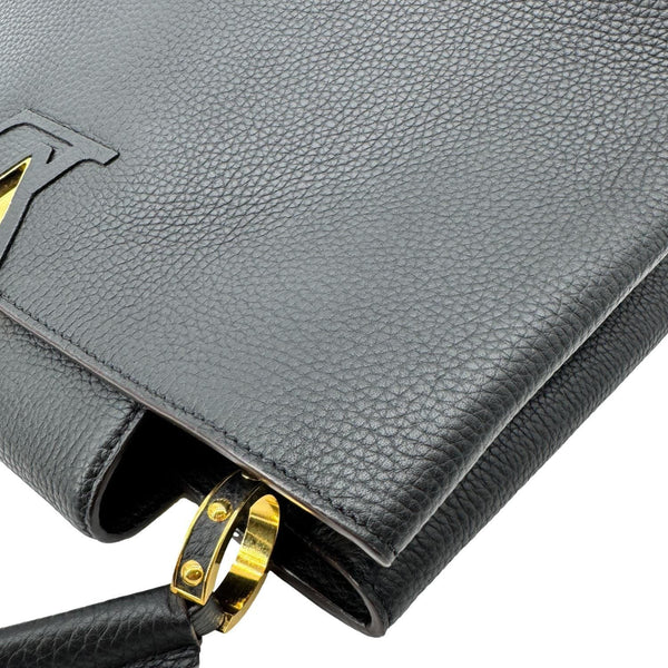 LOUIS VUITTON Capucines MM Taurillon Leather Satchel Bag Black