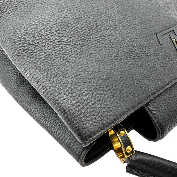 LOUIS VUITTON Capucines MM Taurillon Leather Satchel Bag Black