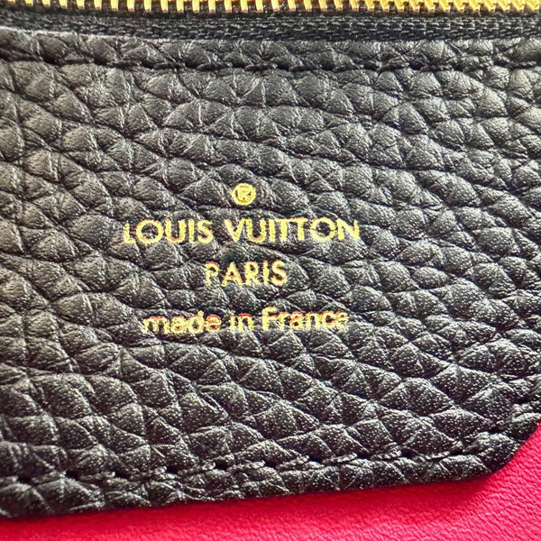 LOUIS VUITTON Capucines MM Taurillon Leather Satchel Bag Black