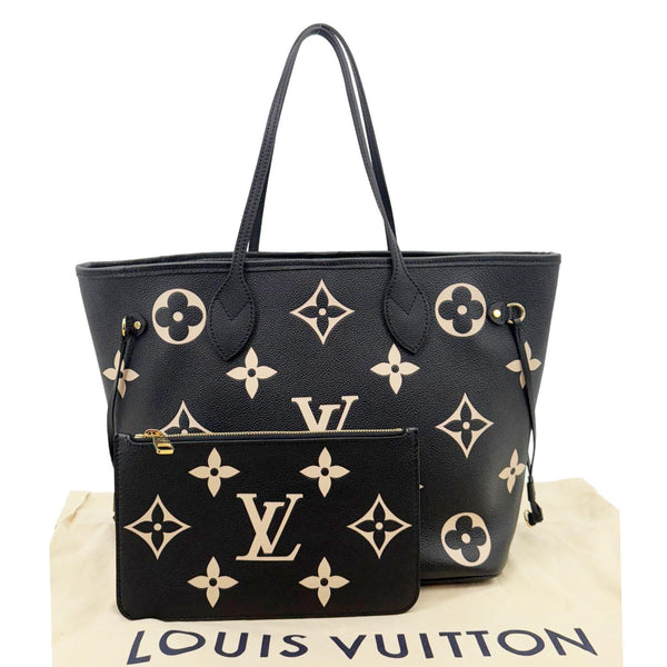 LOUIS VUITTON Neverfull MM Monogram Empreinte Leather Shoulder Bag Bicolor