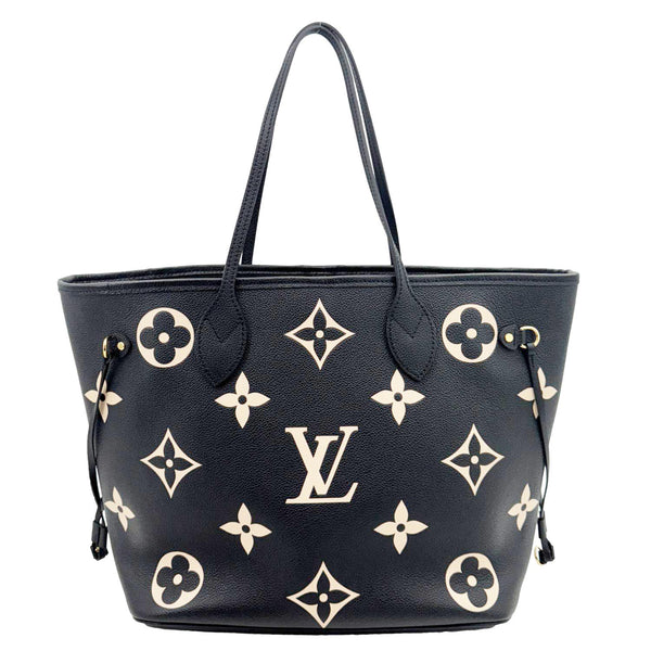LOUIS VUITTON Neverfull MM Monogram Empreinte Leather Shoulder Bag Bicolor