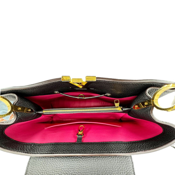 LOUIS VUITTON Capucines MM Taurillon Leather Satchel Bag Black