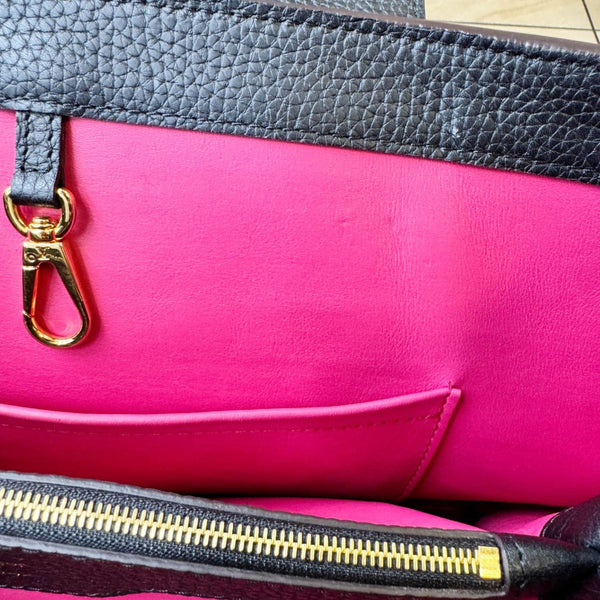 LOUIS VUITTON Capucines MM Taurillon Leather Satchel Bag Black