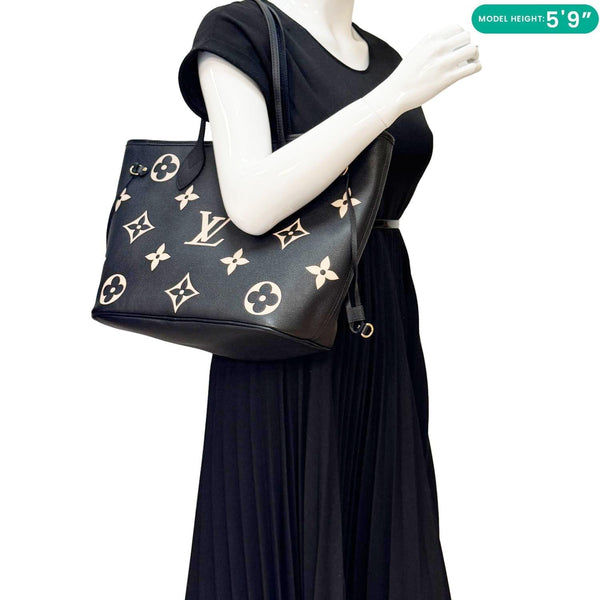 LOUIS VUITTON Neverfull MM Monogram Empreinte Leather Shoulder Bag Bicolor