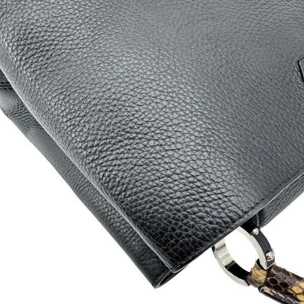 LOUIS VUITTON Capucines BB Python Handle Leather Satchel Bag Black