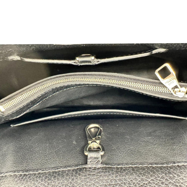 LOUIS VUITTON Capucines BB Python Handle Leather Satchel Bag Black