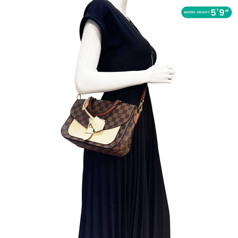 Louis Vuitton Beaumarchais Damier Ebene Shoulder Bag Brown - Model Wearing