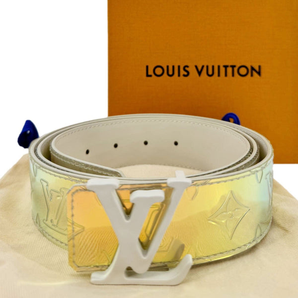 LOUIS VUITTON LV Initiales Reversible Monogram PVC Belt Iridescent Prism Size 110/44