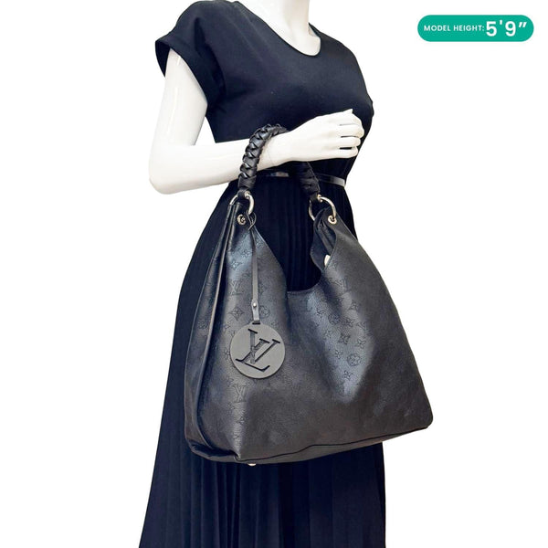 LOUIS VUITTON Carmel Mahina Leather Hobo Bag Black