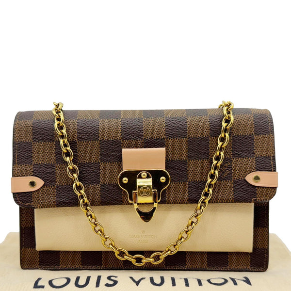 LOUIS VUITTON Vavin Chain Wallet Damier Ebene Crossbody Bag Cream Beige