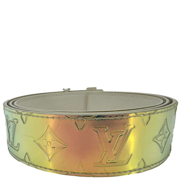 LOUIS VUITTON LV Initiales Reversible Monogram PVC Belt Iridescent Prism Size 110/44