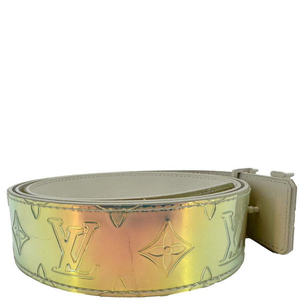 LOUIS VUITTON LV Initiales Reversible Monogram PVC Belt Iridescent Prism Size 110/44