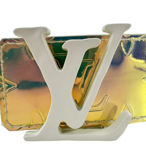 LOUIS VUITTON LV Initiales Reversible Monogram PVC Belt Iridescent Prism Size 110/44