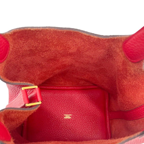 HERMES Picotin Lock 18 Taurillon Clemence Leather Hobo Bag Red