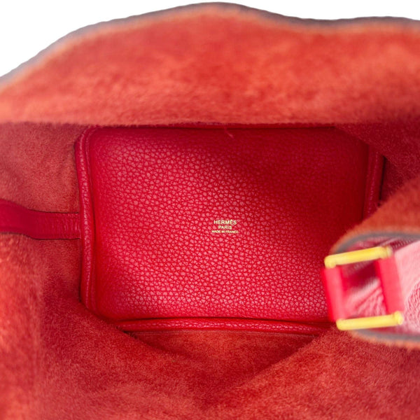HERMES Picotin Lock 18 Taurillon Clemence Leather Hobo Bag Red