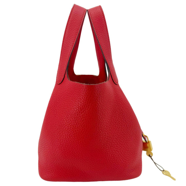 HERMES Picotin Lock 18 Taurillon Clemence Leather Hobo Bag Red