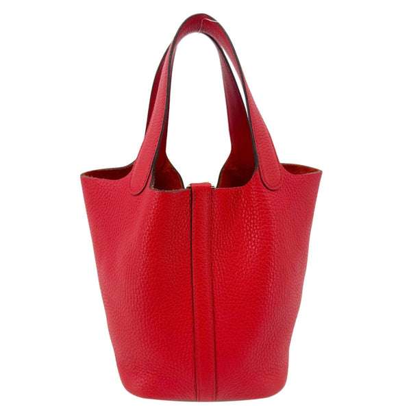 HERMES Picotin Lock 18 Taurillon Clemence Leather Hobo Bag Red