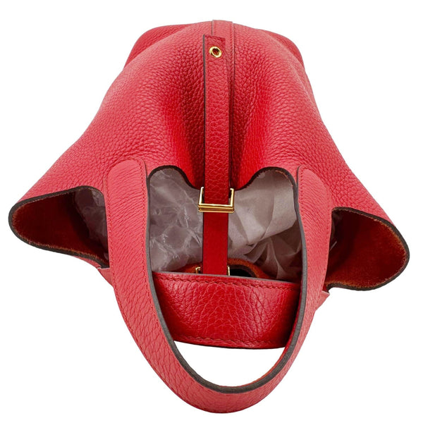 HERMES Picotin Lock 18 Taurillon Clemence Leather Hobo Bag Red