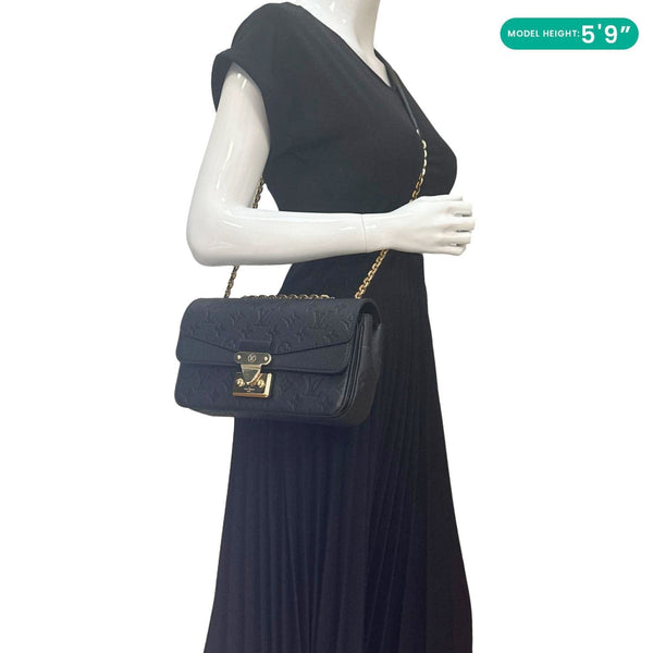 LOUIS VUITTON Marceau Monogram Empreinte Leather Shoulder Bag Black