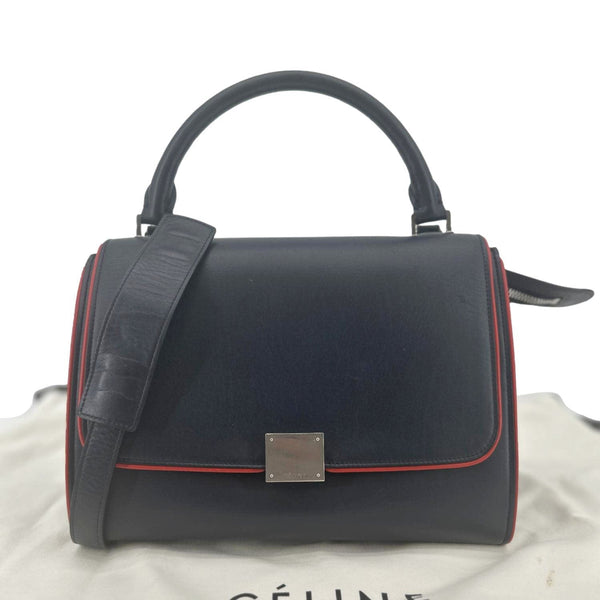 CELINE Trapeze Small 2way Leather Tote Shoulder Bag Blue