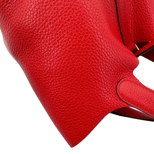 HERMES Picotin Lock 18 Taurillon Clemence Leather Hobo Bag Red