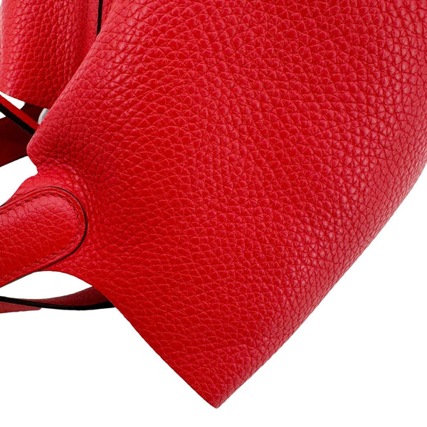 HERMES Picotin Lock 18 Taurillon Clemence Leather Hobo Bag Red