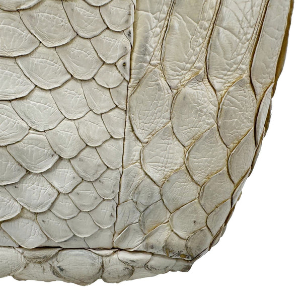 CHANEL Flap Python Leather Crossbody Bag Ivory