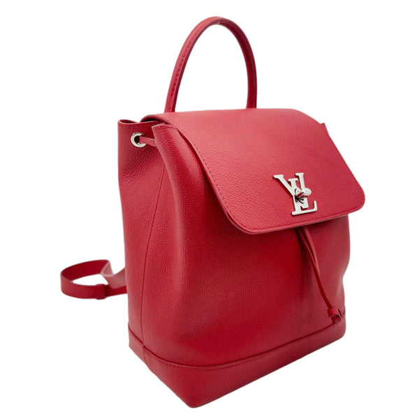 LOUIS VUITTON Lockme Calfskin Leather Backpack Red