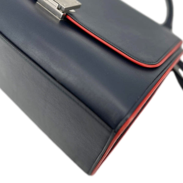 CELINE Trapeze Small 2way Leather Tote Shoulder Bag Blue