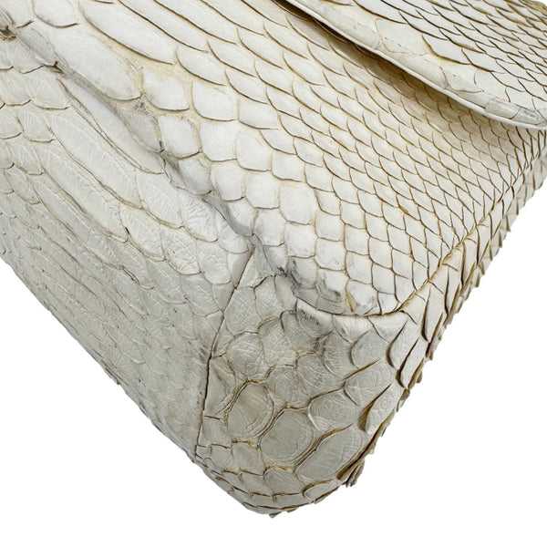 CHANEL Flap Python Leather Crossbody Bag Ivory