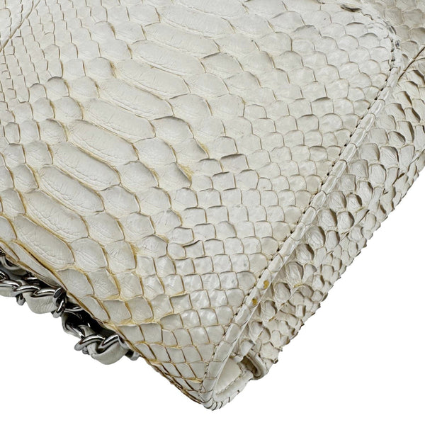 CHANEL Flap Python Leather Crossbody Bag Ivory