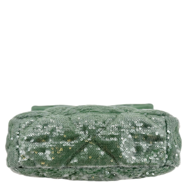 CHANEL 19 Flap Medium Sequins Shoulder Bag Green