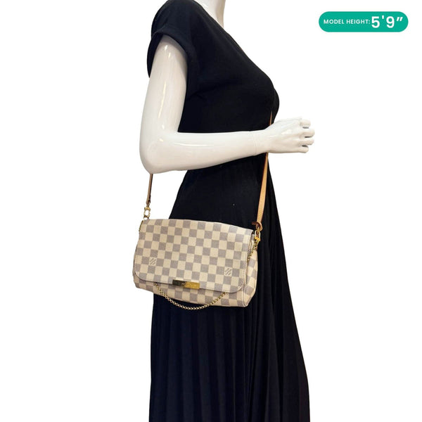 LOUIS VUITTON Favorite MM Damier Azur Crossbody Bag White