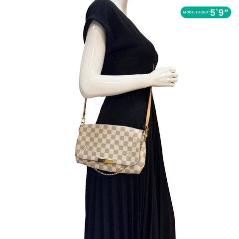 LOUIS VUITTON Favorite MM Damier Azur Crossbody Bag White